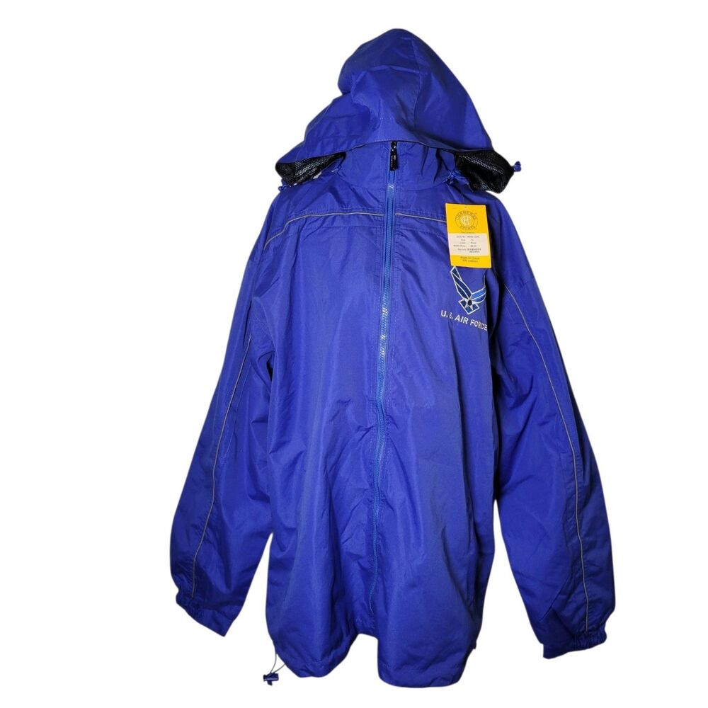 NWT Cheneral US Air Force Jacket Men XL Royal Blue Military Windbreaker Hooded